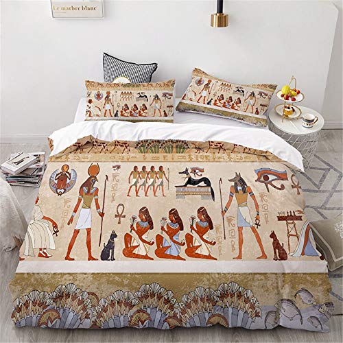 Fansu Juego De Ropa De Cama Niños de Dibujos Animados, Microfibra Poliéster Funda De Edredón Cremallera, Suave Funda Nórdica Funda De Almohada, Cama 90/135/150 (Antiguo Egipto,220 * 240cm(3pc))