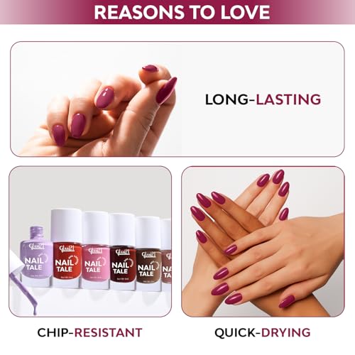 Image of Glam21 Nail Tale Nail Polish | Glossy Gel Finish | Rich Pigmentation | Chip Free | Quick Drying Formula | Long Lasting Nail Polish for Women | 9ml | Shade-41