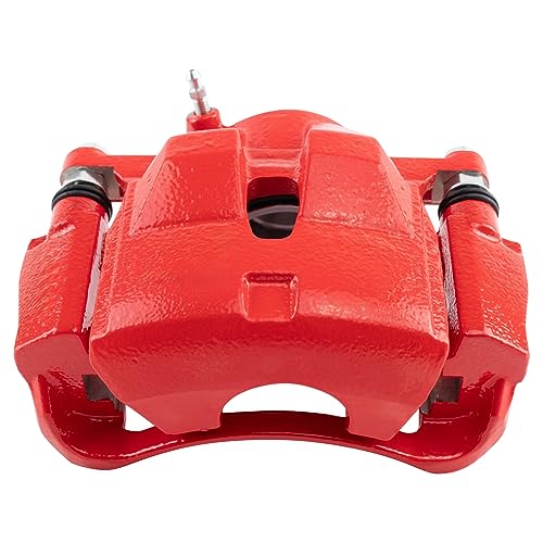 Image of TRQ Front Right Brake Caliper w /Bracket Performance Red Passenger Side | For 2010-2012 Lexus HS250h 2008-2015 Scion xB 2012-2017 Toyota Prius V 2011-2018 RAV4