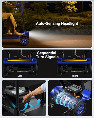 Image of 4 Wheel Heavy Duty Mobility Scooter 400 lb Capacity, Blue