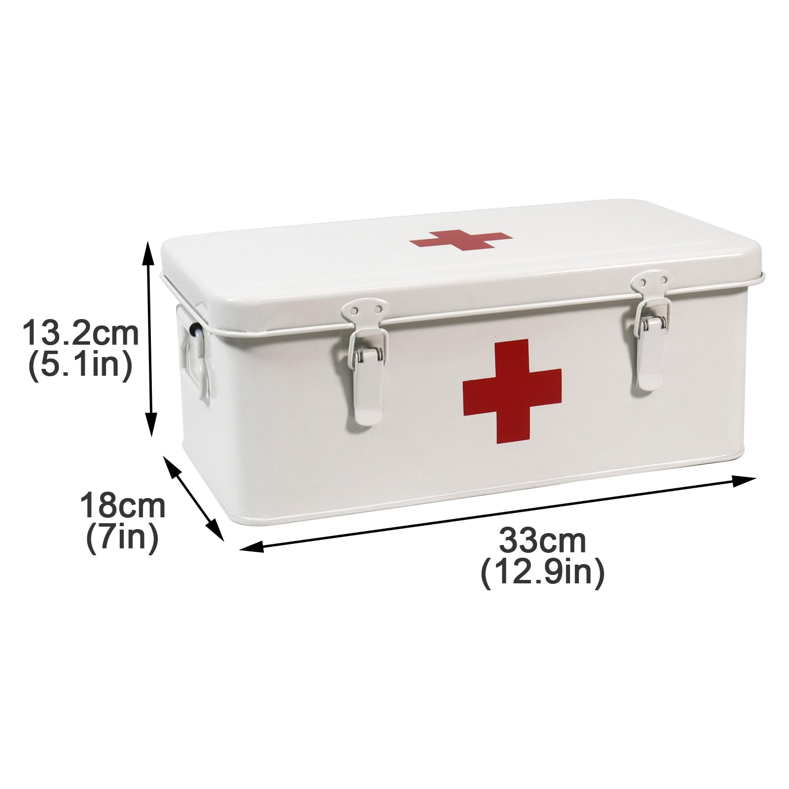 Boite Pharmacie,Boite Pharmacie Rangement,Armoire Pharmacie en Métal,Liberale Premiers Secours,Boîte de Rangement Avec Couvercle,Pour Rangement de Médicaments, 33 x 18 x 13 cm - Blanc