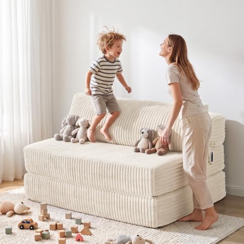 Image of Folding Sofa Bed Convertible 4 in 1 Sleeper Chair Beige Full