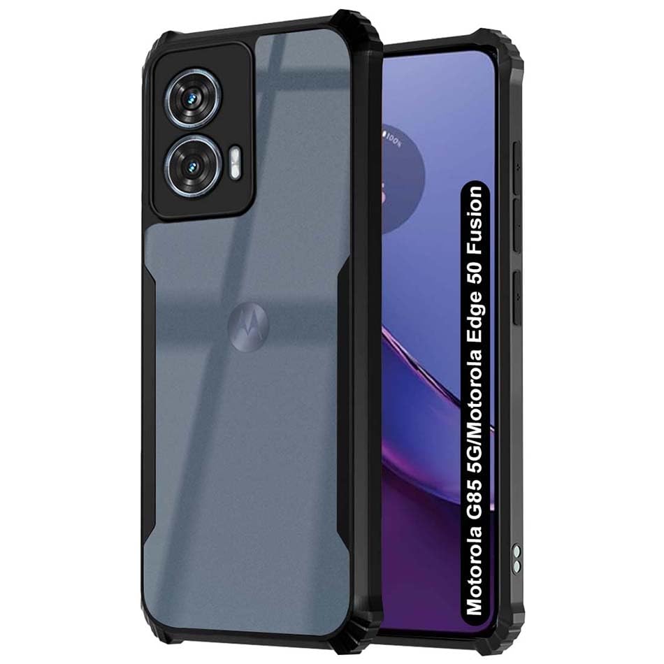 Fashionury Shockproof Crystal Clear Back Cover Case for Motorola G85 5G / Motorola Edge 50 Fusion | 360 Degree Protection | Transparent Back Cover Motorola G85 5G / Moto Edge 50 Fusion (Black Bumper) (B0D4JWWGMB) Amazon Price History, Amazon Price Tracker