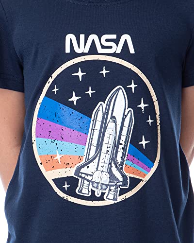 INTIMO NASA Girls' Retro Stripes Rocket Sleep Pajama Set Shorts Crewneck3