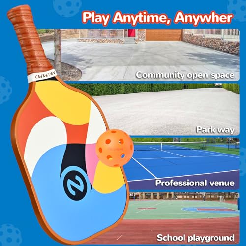 Image of niupipo Pickleball Paddles Set of 2 or 4, USAPA Approved Fiberglass Pickleball Paddle Set with Balls and Bag, Polypropylene Honeycomb Core, Lightweight Pickleball Paddles for Beginners Men Women
