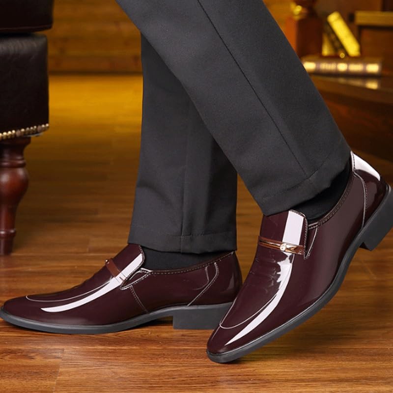 Men's Patent Leather Formal Business Oxford Dress Shoes Comfortable Wide Round Toe Lug Sole Formal Business Work Shoes Non-Slip Soft Bottom Casual Shoes3