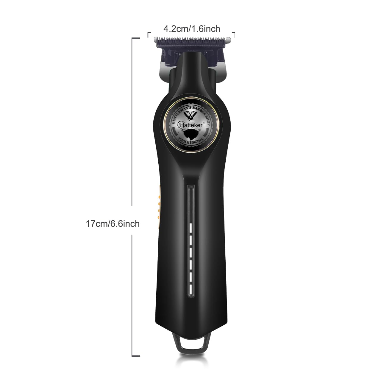 Product dimensions of the HATTEKER HT-6101 trimmer