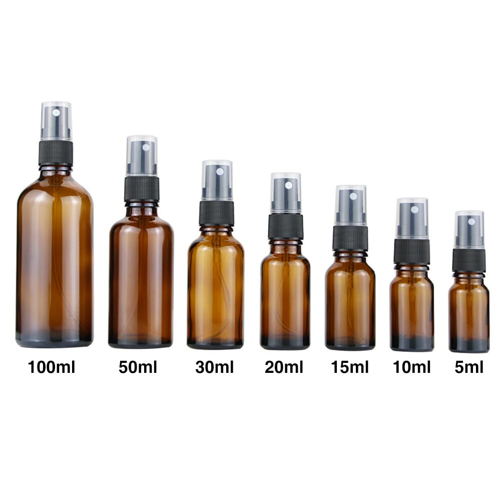 100 ml Ambra, flacone spray vuoto, flacone spray in vetro, nebulizzatore sottile, flacone spray da viaggio, riutilizzabile e ricaricabile, cosmetico flaconi spray, 20 pezzi