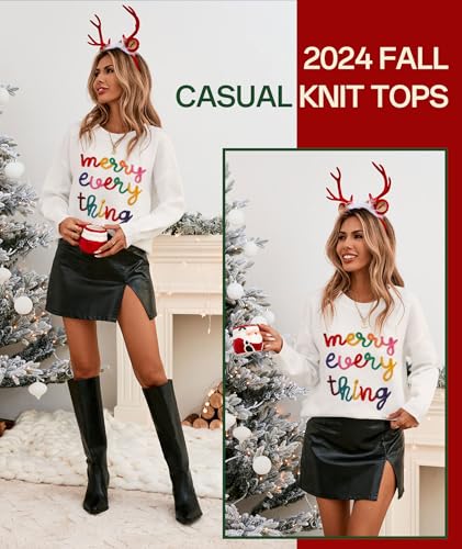 Image of MARZXIN Women Sweater Merry Christmas Pullover Holiday Sweatshirts Tops