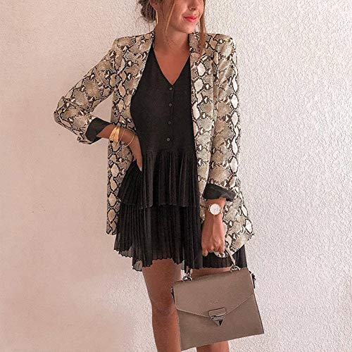 Women's Casual Lapel Collar Snake Skin Print Blazer Jacket Coat Open Front Long Sleeve Outwear Tops2