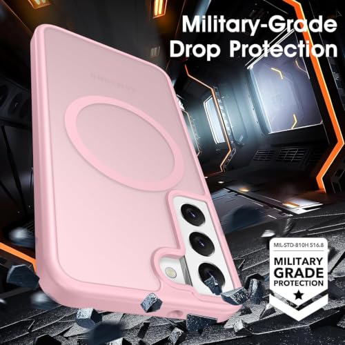 Image of Oterkin Magnetic Case for Samsung Galaxy S24 Plus, Light Pink | Compatible with MagSafe, Matte Frosted Translucent, Shockproof, Military Grade Protection