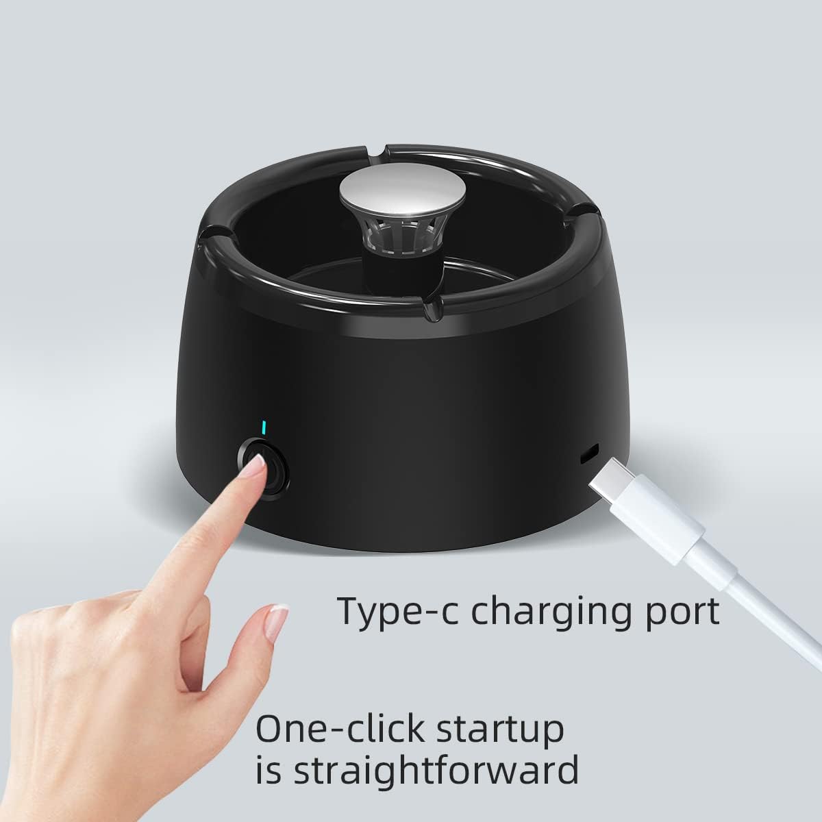 Smokeless Ashtray for Cigarettes Indoor,2 in 1 Air Purifier Multifunctional Smokeless Ashtray,Best for Car Office or Home,USB Charging Smokeless Ashtray with 8 Pack Filter Black