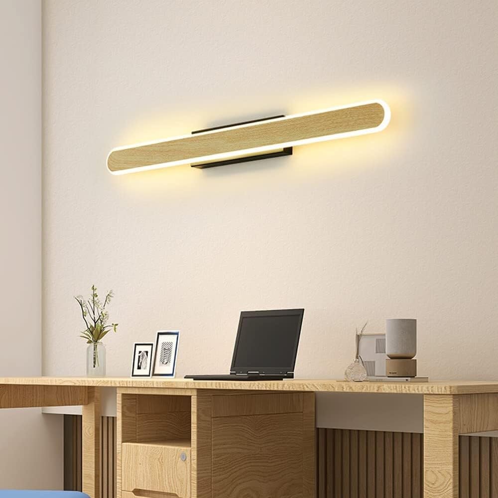 Lampada da Parete lineare a LED Moderna con Motivo, 3 Misure, 3000K/6000K per Soggiorno e Camera da Letto - Legno