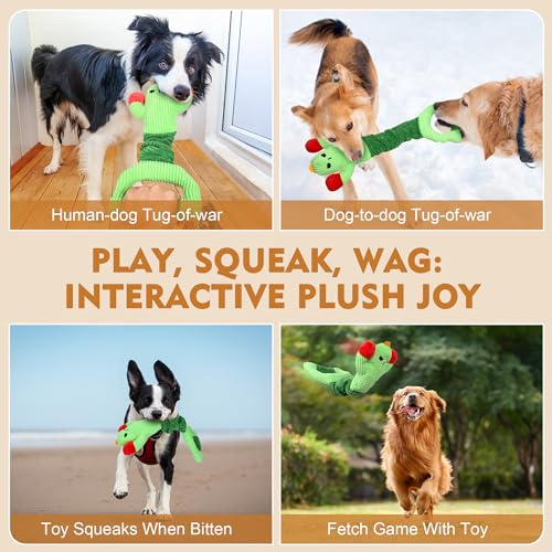 IOKHEIRA Hundespielzeug Unzerstörbar Weihnachten - Robust Quietschend Tau Seil für Große Kleine Hunde - Interaktives Quietschendes Stofftier & Kuscheltier zur Beschäftigung, Zerren für Welpen (Groß)