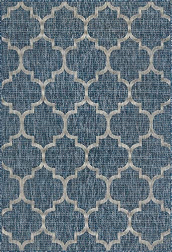 Unique Loom Trellis Collection Area Rug-Lattice Design, Moroccan Inspired For Indoor/Outdoor Décor, 4' 0" X 6' 0", Navy Blue/Gray #TOP1