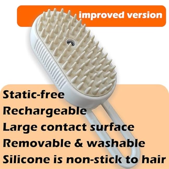 Cat Steam Brushes for Shedding, 4 in 1 Rechargeable Steam Brush for Cats and Dogs,Grooming Comb with Spray-1pv2Cf17