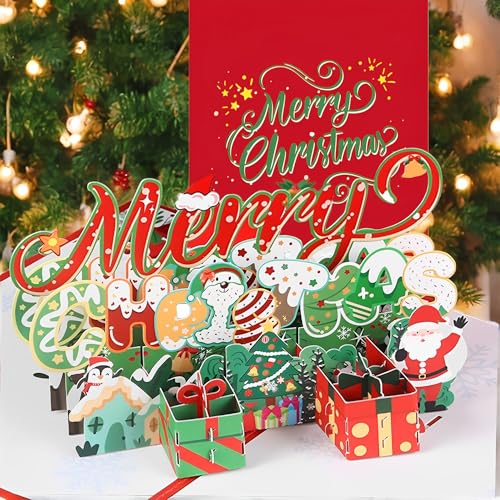 MZSX Navidad 3D Tarjetas de felicitación, 15 * 20cm, Navidad Tarjetas de Regalo para Amigos, Fiesta de Navidad de la Familia Tarjetas de Regalo Decoraciones, para la temporada de Navidad de Invierno