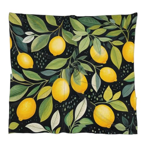 Floral Lemon Printed Fashion Hair Scarf Lightweight Silk Feeling Head Scarf Square Bandanas for Women