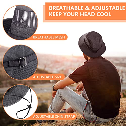 Obling Sun Hat, Fishing Hat Upf 50 Wide Brim Bucket Hat Safari Boonie Hat Grey #TOP1