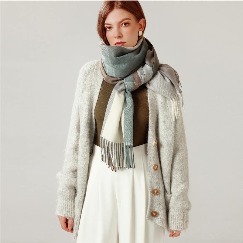 Sciarpa Invernale Elegante Sciarpina Sciarpa di plaid invernali Addensare Scialle calda Donne Sciarpette Tutte le partite della nappa Sciarpe femminili Grande Boulard Moda Soft Sciarf Gift Calda