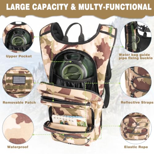 Image of Hydration Backpack, Tactical Molle Water with 3L TPU Water Bladder | Lightweight Military Hydration Daypack for Hiking, Running, Cycling, Climbing, Biking, 105 oz, Breathable Back Panel