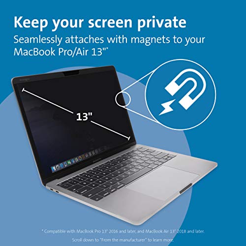 Image of Kensington MP13 Magnetic Macbook Pro Privacy Screen for 13 inch (2016-2022, M1, M2) / Macbook Air 13 inch (2018-2021, M1), Removable Laptop Privacy Filter, Macbook Mac Screen Protector, K64490WW