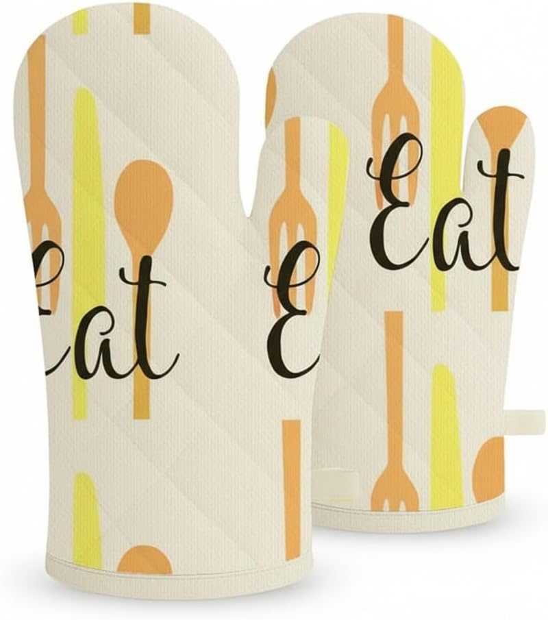 1 Pair (2 Pcs) of Oven Mitts – Heat Resistant Oven Gloves Kitchen, Safe for Baking, BBQ, Grilling - Cooking Gloves – Soft & Durable - Machine Washable – Silwervare Print