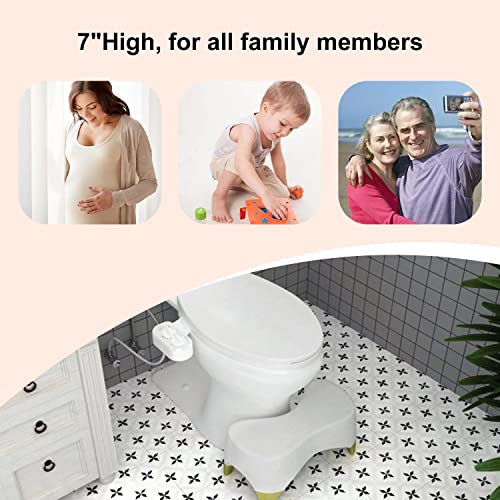 Toilet Stool,Gligam Poop Stool For Bathroom,Bearing 550 Lbs Weight,Toilet Step Stool, Potty Stool For Adults And Kids,Non-Slip Simple Design,7" Tall (White/Bamboo) #TOP4