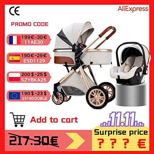 Kinderwagen 3 in 1 kinderwagen Royal Luxe Lederen Aluminium Frame Hoge Landschap Vouwen Kinderwagen Pram met geschenken… - Afbeelding 3