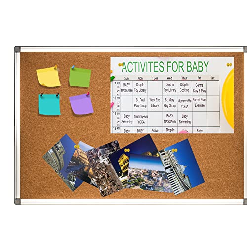 36X48 Inch Cork Bulletin Board - Silver Aluminum Frame For Bulletin, Memo, Notes, And Notice - Corkboard With Push Pin, Perfect For Home, Office, And School Use #TOP4