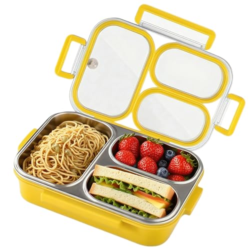 Eechen Charm Stainless Steel Lunch Box for Kids, 3-Compartment Bento ...