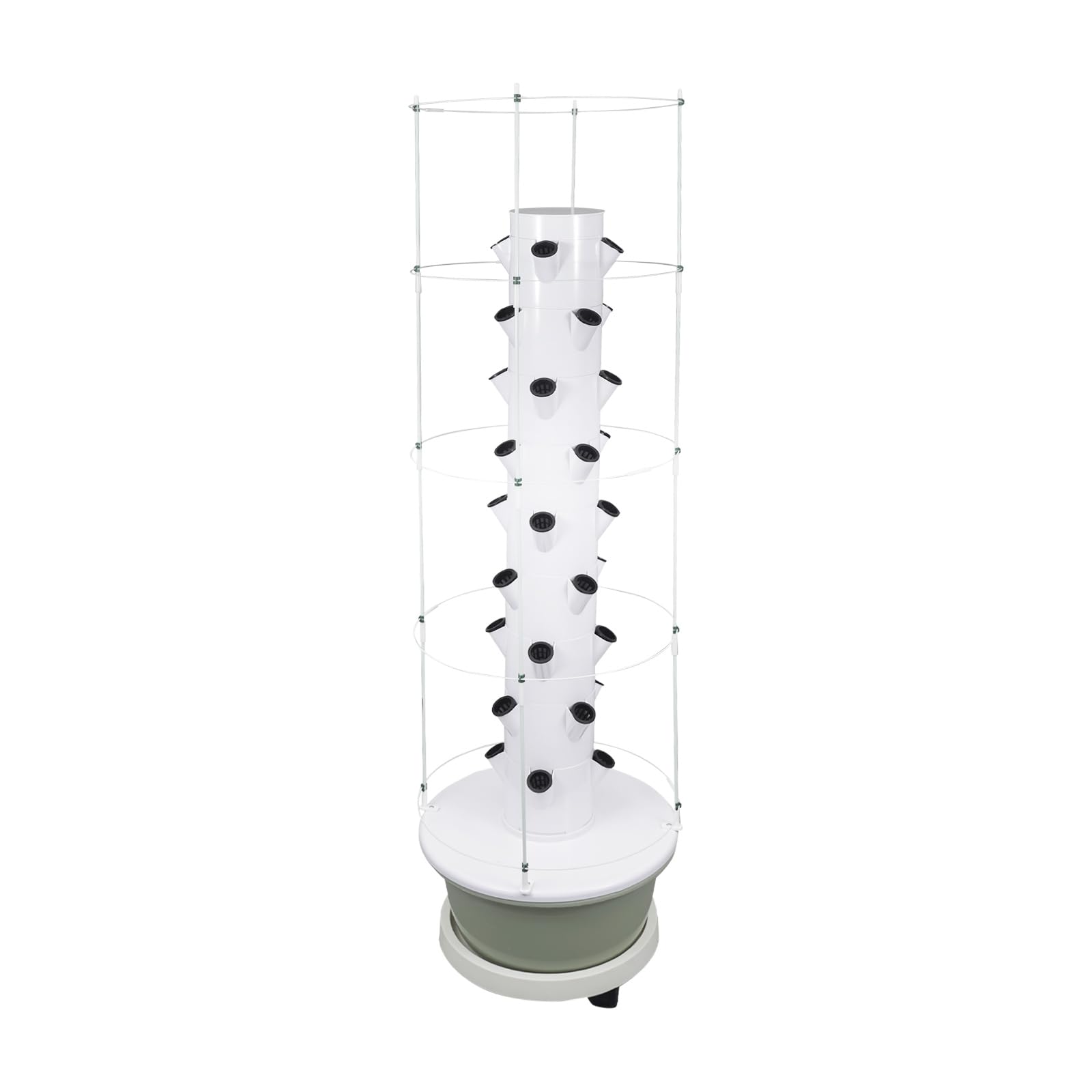 Torre hidropónica de 36 agujeros, 9 pisos, sistema de cultivo hidropónico con bomba de agua, torre hidropónica para jardín con depósito de agua de 30 L, adecuado para frutas, verduras (blanco y verde