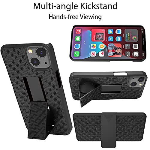 Ailiber Compatible with iPhone 13 Mini Case, iPhone13 Mini Holster with Screen Protector, Swivel Belt Clip, Kickstand Holder, Slim Shockproof Shell Slide Phone Case for iPhone 13 Mini 5.4 inch -Black - Image 5