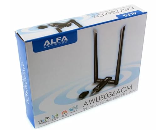 Alfa Network AWUS036ACM - 802.11ac MiMo Dual-Band 2.4/5 GHz Wi-Fi USB Adapter