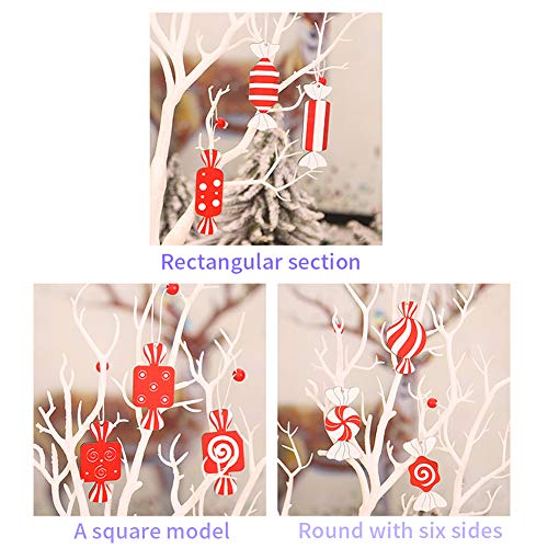 Walbest Christmas Ornament 3Pcs Wooden Candy Shape Xmas Tree Hanging Ornaments Home Party Decoration(Rectangle) #TOP7