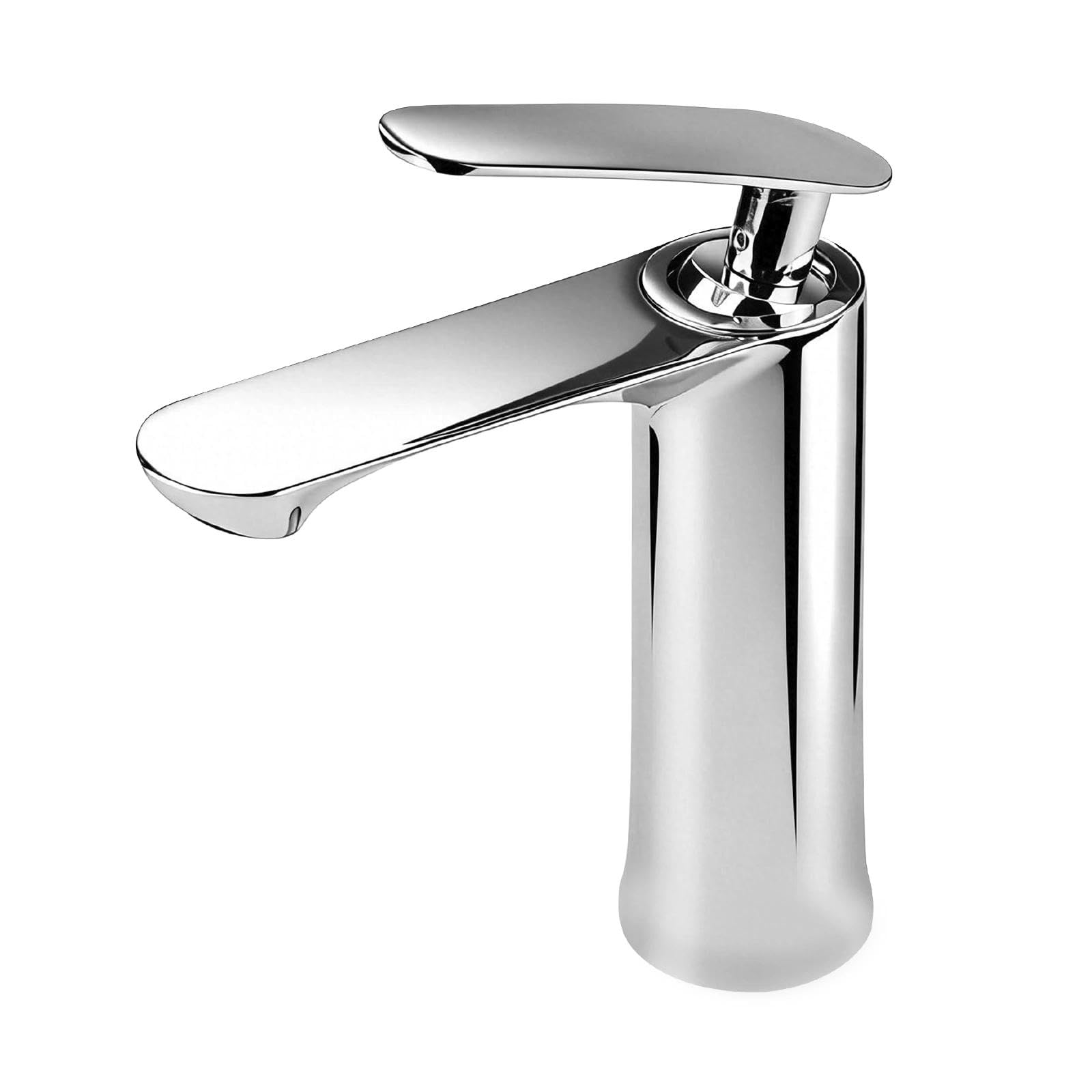 INHHCED Grifo Lavabo Monomando, Grifos Para Lavabos De Baño, Altura Del Caño: 70 Mm, Núcleo De Válvula De Disco Cerámico, Fabricado En Aleación De Zinc (Plata)