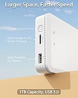 Vista 7 de NEWQ Disco Duro Externo de 1TB para iPhone, iPad, MacBook - USB 3.0, 2.0, 2.0 3.0 - Compatible con iOS y Android, Almacena Fotos, Videos, Música