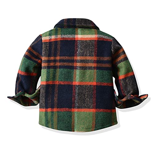 Kids Little Boys Girls Baby Long Sleeve Button Down Plaid Flannel Shirt Pocketed Plaid Jacket Baby Fall Clothes3