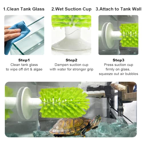 Image of 2 Pcs Turtle Tank Accessories - Turtle Brush with Suction Cup, Turtle Tank Decorations Turtle Aquarium Habitat Accessories