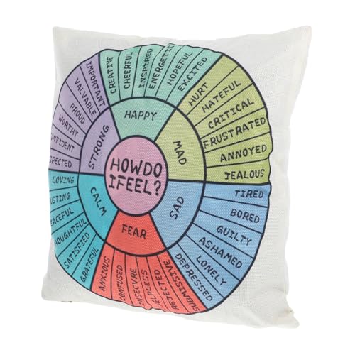 DOITOOL Emotions Feelings Linen Throw Pillow Cover Square Cushion Case Soft Therapy Office Decor for Home Bedroom Sofa Couch