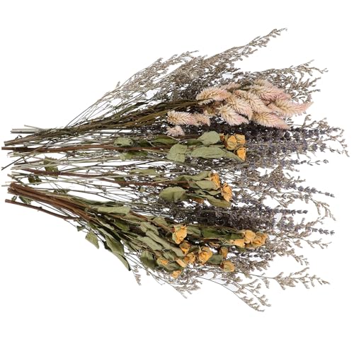 LALAFINA Manojo Natural de Rosas Secas y Flores de Lavanda para Decoración de Shower y Hogar, Ramo Vintage de Flores Preservadas Textura Ligera