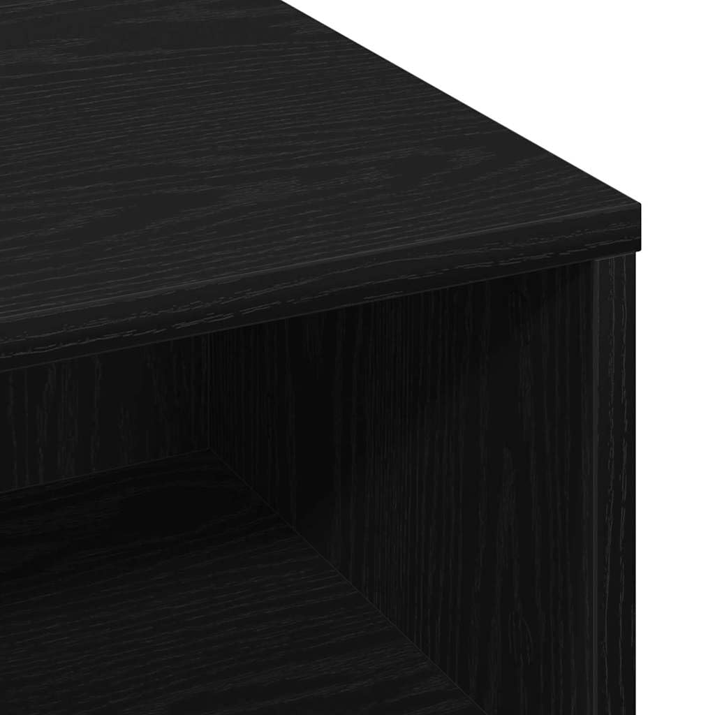 Mesa de centro de roble negro 60 x 60 x 30 cm, madera de ingeniería, 2 estantes, 75 kg, mini mesa de salón
