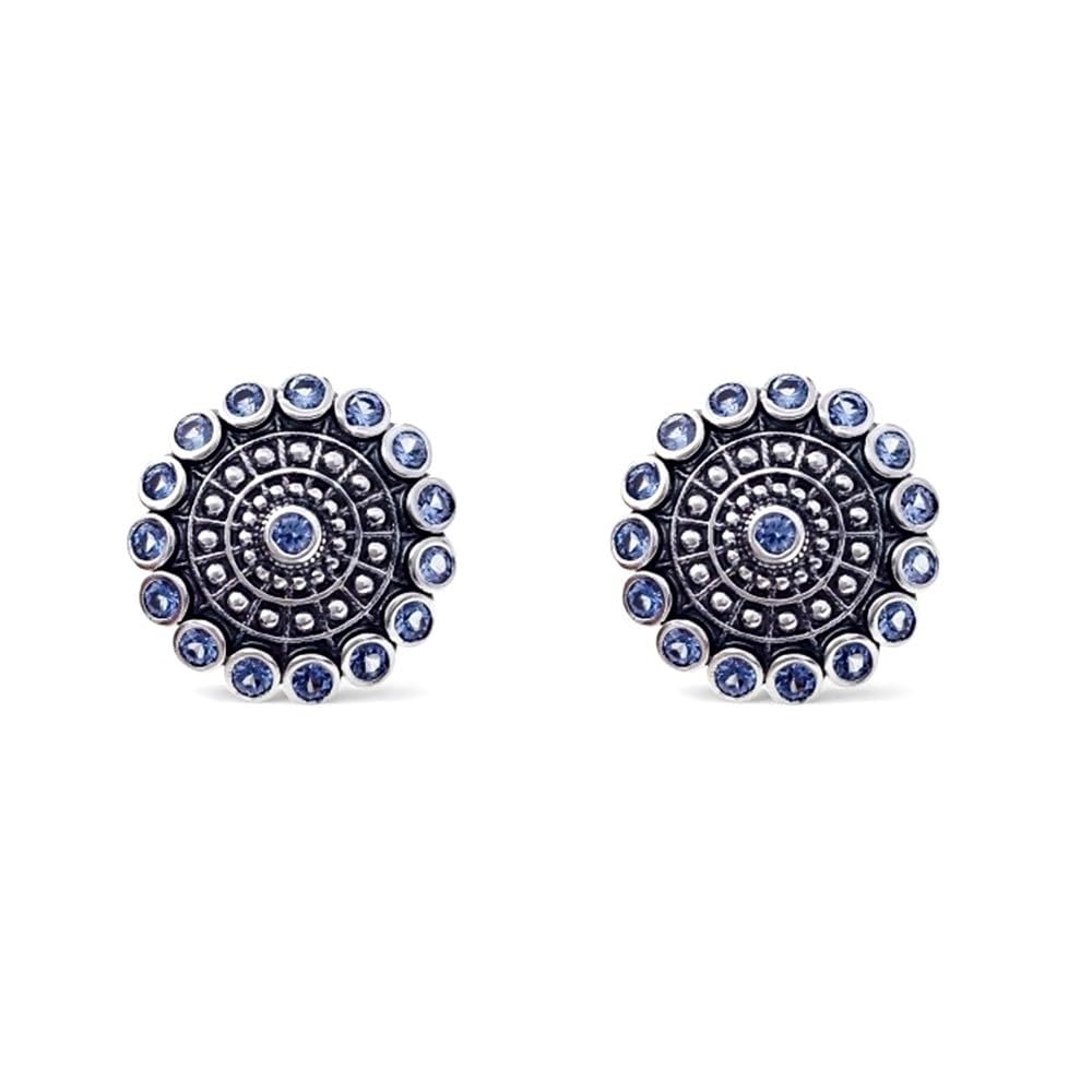 Pendientes Charro en Plata de Ley 925m de 13mm. con circonitas azules
