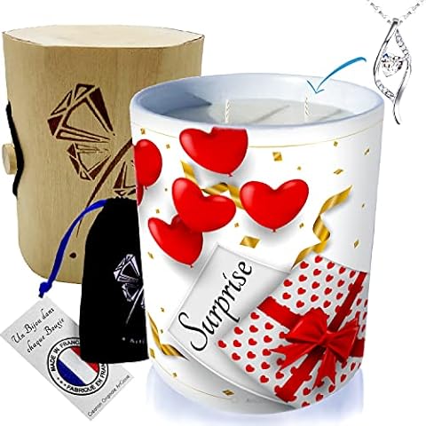 ArtGosse Candle with Silver Jewellery Adorned with Crystals from Swarovski® 2 Wick Candle Decoration Birthday Gift Confetti in Plant Wax, Tahitian Monoi Fragrance • DNA Pendant Cover