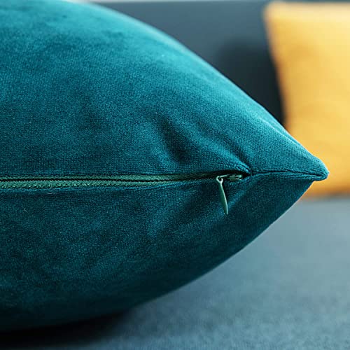 Image of Holland Velvet Rectangular Cushion Covers Pack of 2 | 12 inch x 18 inch / 30 x 46 cm, Teal Green | Soft Pillow Covers Cushion Case for Sofa Bedroom Chair Car, Home Decor