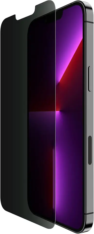 Belkin OVA082zz Protective Glass Film for iPhone 14 Plus / 13 Pro Max, Privacy Protection (Prevents Peeping), Tempered Glass, Made of AGC Japan, Antibacterial, 0.01 inch (0.33 mm), Easy Installation
