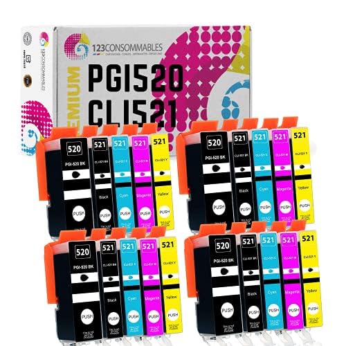 Lot De 20 Cartouches D'encre Compatibles Canon Modèle 520/521 XL - Imprimantes Pixma, MP, MX