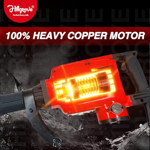 Image of Hillgrove HGCM1068M1 1800 Watt Heavy Duty Demolition Chisel+Hammer Concrete Breaker Drill Machine with 2 Bits for Breaking Concrete Road /Wall /Hammer Drill