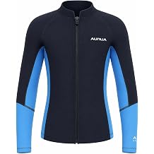 Kids Wetsuit Top for Boys & Girls 2mm Neoprene Front Zip Long Sleeve