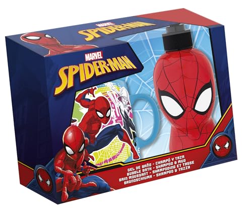 Marvel Spider-Man Estuche Gel Champú Figura 3D con Dosificador y Taza Spider-Man